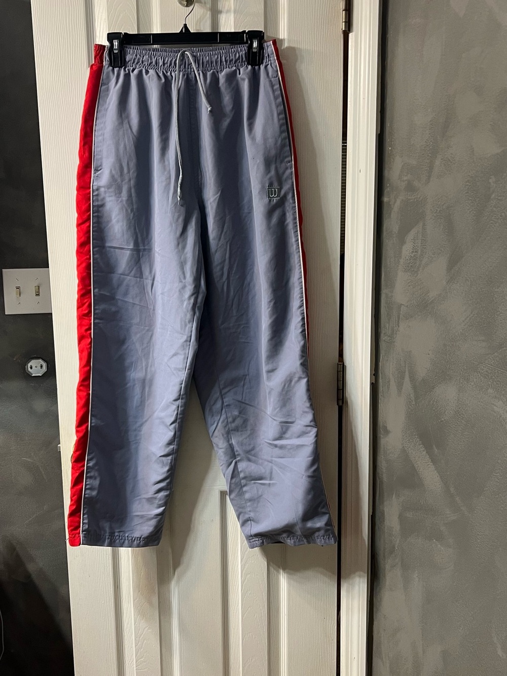 Vintage Wilson Y2K Grey & Red Nylon Windbreaker Track Pants – Men’s Small
